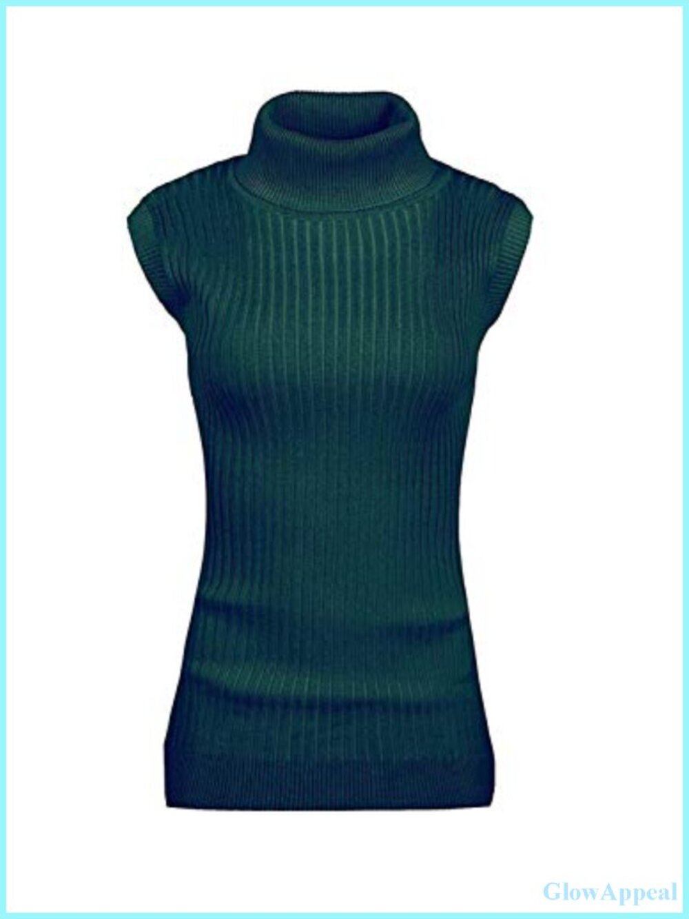 Sleeveless High Neck Turtleneck Stretchable Knit Sweater Top